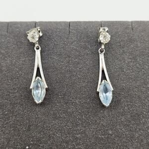 Avon Silver Tone Dainty Crystal Drop Earrings Eveningwear Glam Special Occasion